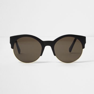 Black matte half frame sunglasses